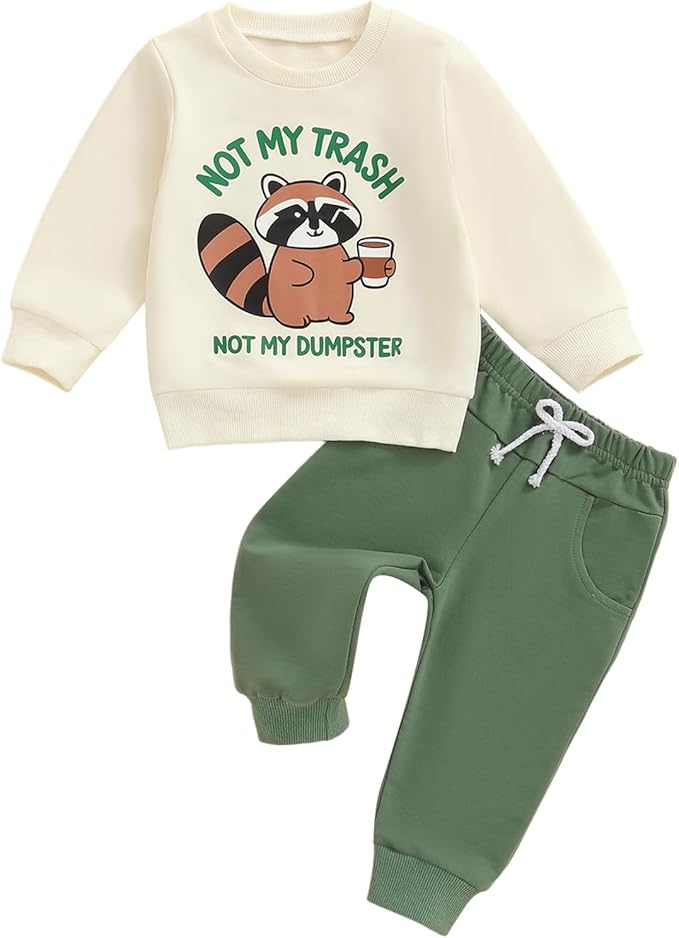 Infant Baby Boy Fall Clothes Set Funny Letter Sweatshirt Pant Outfit Toddler Winter Clothes 6 12 18 Months 2T 3T