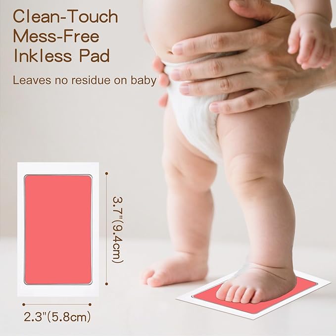 4pc Candy Baby Hand and Footprint Kit – Inkless Clean Touch Ink Pad for Keepsake Footprints, Paw Prints, Mess-Free Ink Pad for Newborns and Pets with 16 White Cards (Candy)
