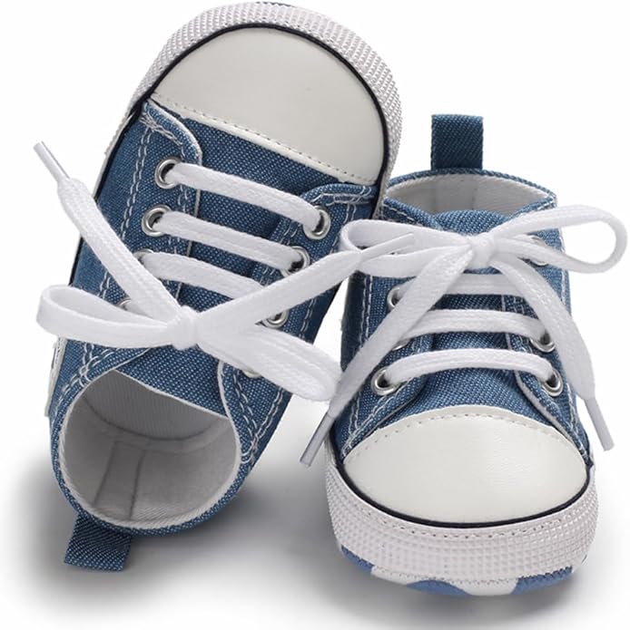 Unisex Baby Girls Boys Canvas High-top Shoes, Newborn Infant Anti-Slip Soft Sole Frist Walking Breathable Sneakers
