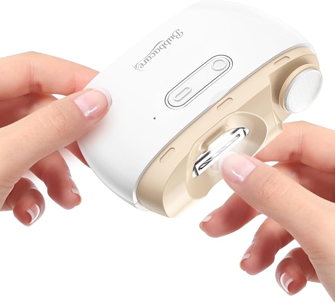 Electric 2-in-1 Nail Clipper & Polisher, 2-Speed Safe Fingernail Trimmer for All Ages, Rechargeable Automatic Nail Clipper with Light, Manicure Set for Baby Kids Seniors & Weak Hands