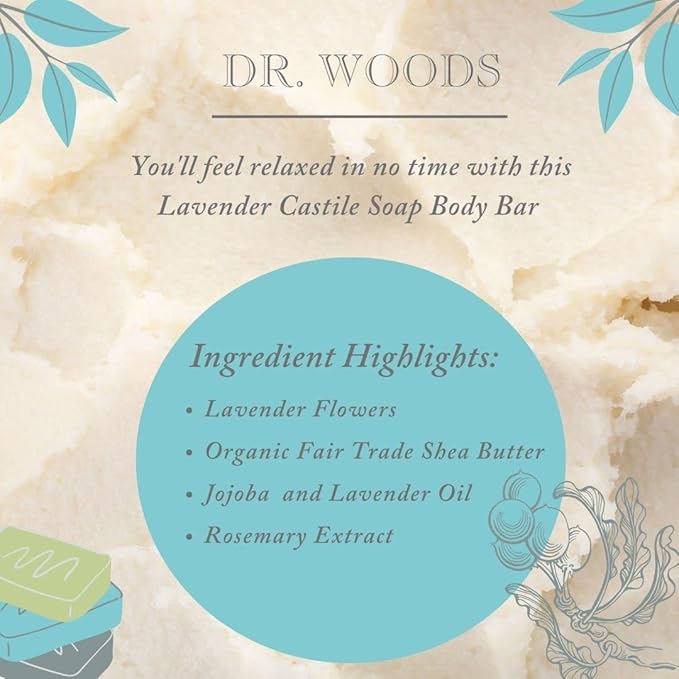 Dr. Woods Unscented Baby Mild Bar Soap with Organic Shea Butter for Sensitive Skin, 5.25 Ounce (Pack of 1)