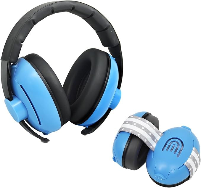 2-in-1 Adjustable Baby & Toddler Noise Cancelling Headphones - Ear Muffs for Kids 1-3 for Airplane Travel