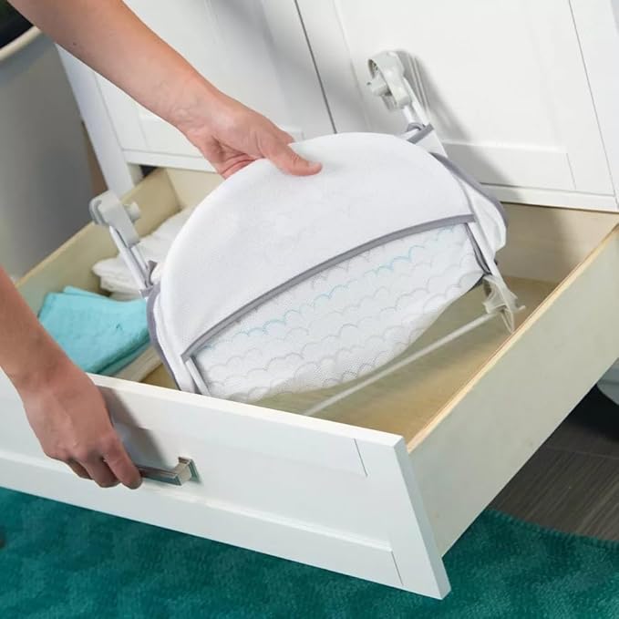 The First Years Sure Comfort Folding Baby Bather - Baby to Toddler Bath Tub - No-Slip Seat - for Sink or Tub Use (Pack of 4)