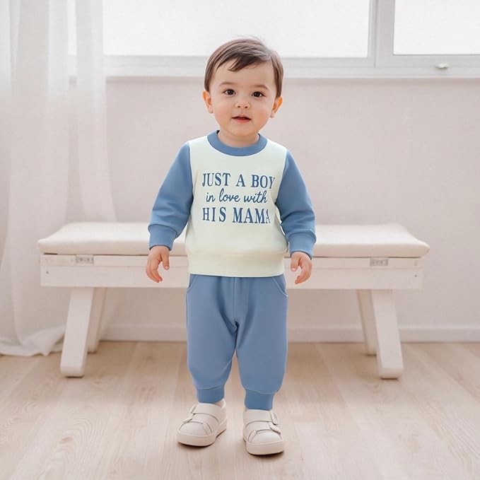 Infant Baby Boy Fall Clothes Set Funny Letter Sweatshirt Pant Outfit Toddler Winter Clothes 6 12 18 Months 2T 3T