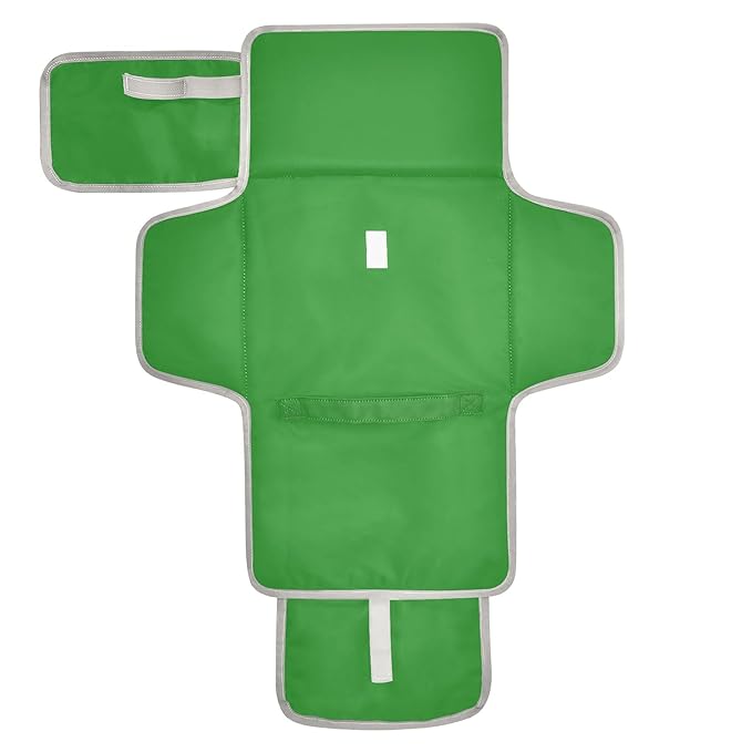 Green Portable Diaper Changing Pad for Baby, Waterproof & Foldable Changing Mat, Soft & Comfortable with Wipes Pocket, Baby Essentials