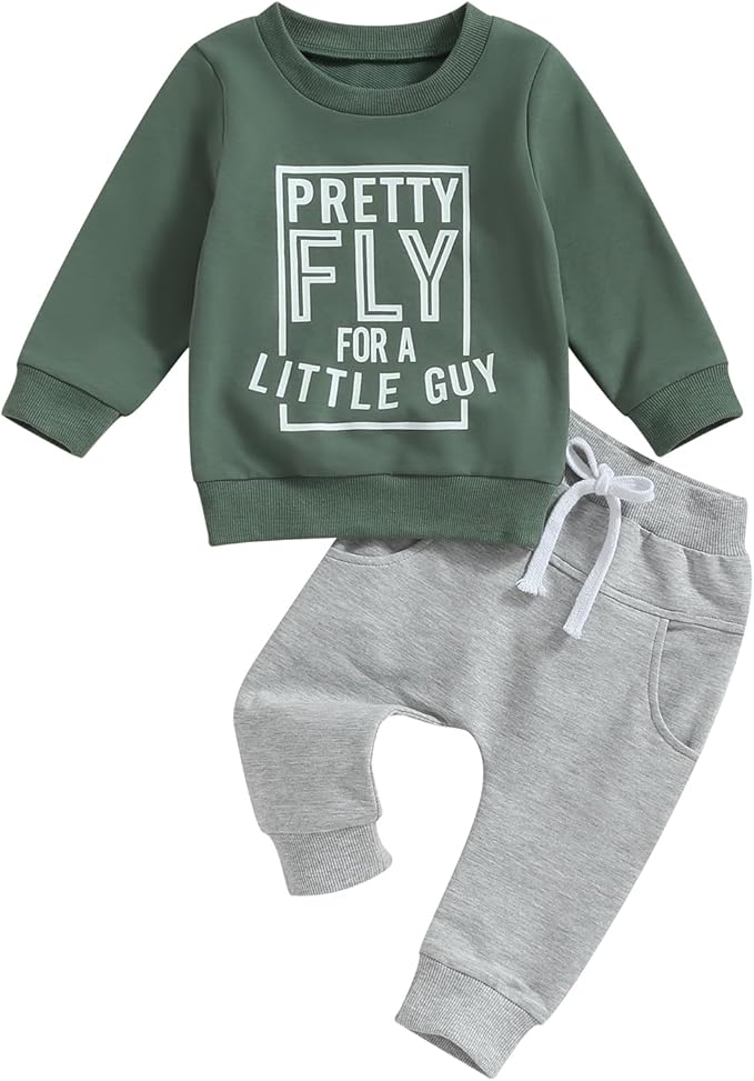 Toddler Baby Boy Fall Outfit Crewneck Long Sleeve Sweatshirt Tops Elastic Pants Jogger Cute Newborn Winter Clolthes Set