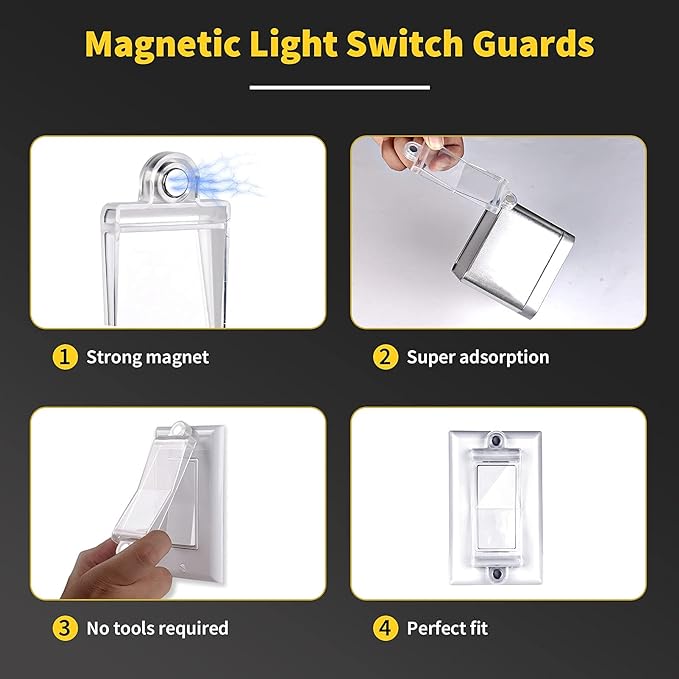 Light Switch Guard Cover- PSZEZNZ Light Switch Outlet Covers for Flat Modern Wall Switches-Child Safety Protection(Clear,2 Piece)