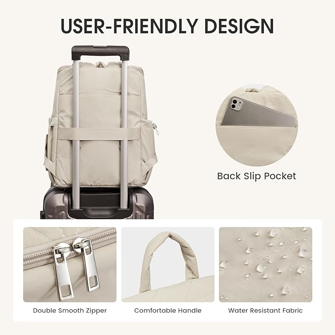 G4Free Diaper Bag Backpack for Moms Dads Travel Baby Bag with Pacifier Case & Insulated Pockets,Beige