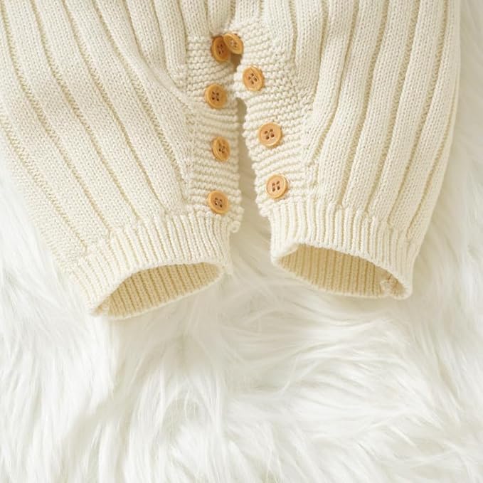 Neiwech Baby Boy Girl Romper Newborn Infant Knit Striped Solid Long Sleeve One Piece Jumpsuit Clothes