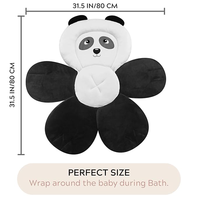 PandaEar Baby Bath Pad for Infant Newborn | Bath Seat Soft Panda Cushion Mat for Sink Bathtub Essentials Shower Gift (Black)