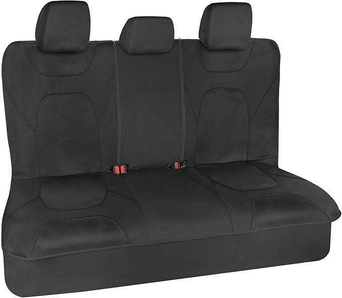 Motor Trend AquaShield Waterproof Black Rear Split Bench Seat Covers for Trucks Rear Seat Cover Only - Black Car Seat Covers, Back Seat Covers Only - Durable Neoprene Spill Resistant for Kids & Dogs