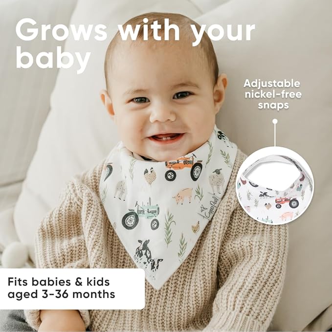 Copper Pearl 4 Pack Soft Cotton Baby Bibs for Drooling and Teething, Absorbent Drool Bibs for Baby Girl and Boy, Adjustable to Fit Newborns to Toddlers, Tons of Styles (Jo)