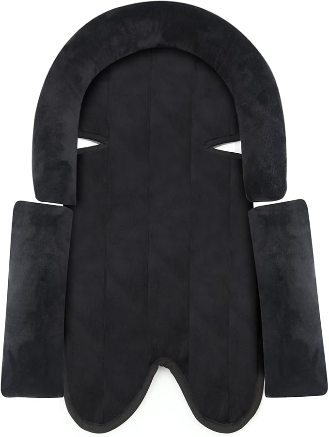 PandaEar Baby Head Support for Car Seat,3 in 1 Infant Head Neck Body Support Soft Insert Cushion Pad for CarSeat, Strollers, Bouncer (Black & Grey)