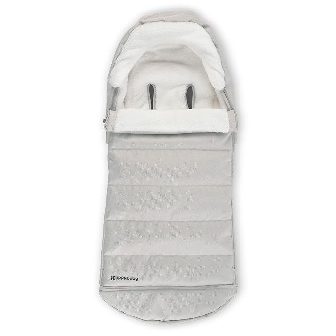 UPPAbaby CozyGanoosh Footmuff - Easily Attaches to UPPAbaby Strollers + RumbleSeat - Ultra-Plush, Weather-Proof - Winter Stroller Cover - Savannah (Pearl Gray Jacquard)