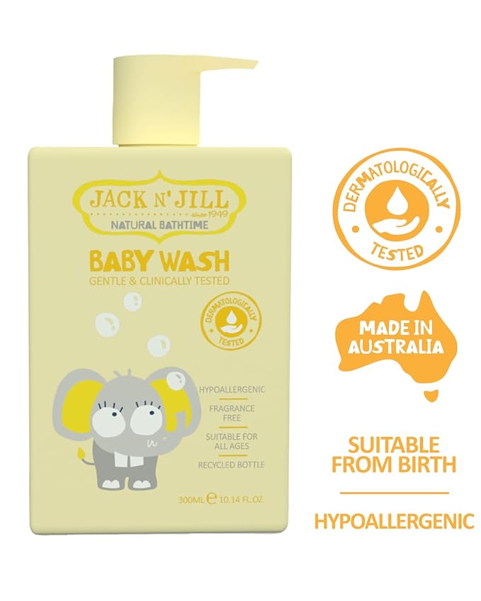 Jack N' Jill Natural Bathtime Baby Wash - Baby Wash Sensitive Skin, Hypoallergenic, Fragrance Free Baby Wash, Dermatologically Tested, Perfect for Newborns, Vegan - Scent Free, 300 mL (Pack of 3)