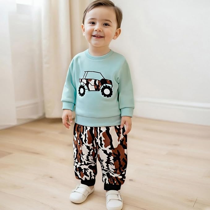 fhutpw Toddler Baby Boy Clothes Funny Letter Long Sleeve Sweatshirt Pullover Top Jogger Pants Fall Winter Outfits
