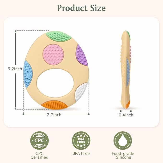 Easter Eggs Baby Teething Toys 2-Pack - Multi Texture Silicone Teethers for Teething Relief, Soft Chew Toys for Toddlers, Infants & Newborn, First Easter Gifts Basket Stuffers for Boys & Girls