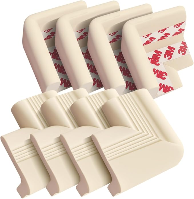 Baby Proofing Corner Guards 8 Pack White, Soft Foam Edge and Corner Protectors for Furniture, Pre-Taped Strong Adhesive Bumpers, Safe for Babies and Toddlers