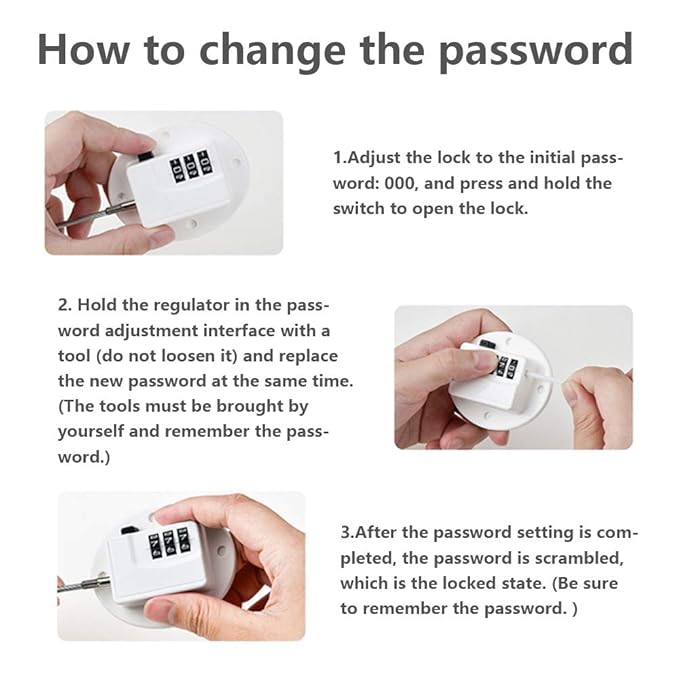 A Pack Refrigerator Lock Combination Coded Fridge Lock Freezer Child Safety Lock Door Lock with Strong Adhesive No Keys Needed Black