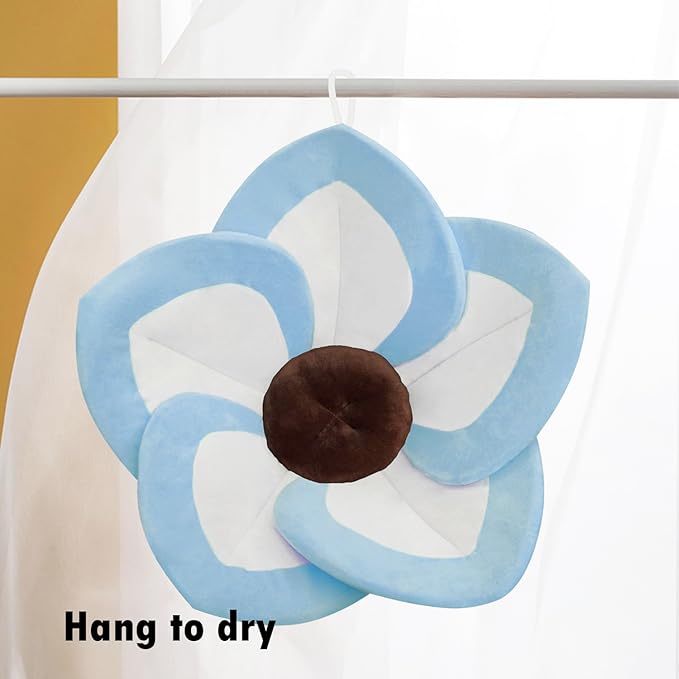 Baby Bath - Flower Baby Bath Pad Infant Bathtub Mat for Bathtub Tub Sink(White Blue)