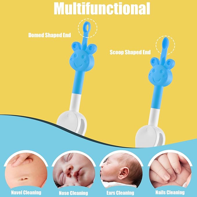 Baby Nose & Ear Cleaner Tool 3 in 1 Nose & Ear Wax Removal Tweezers Booger Picker for Sticky & Dried Boogers (Blue)
