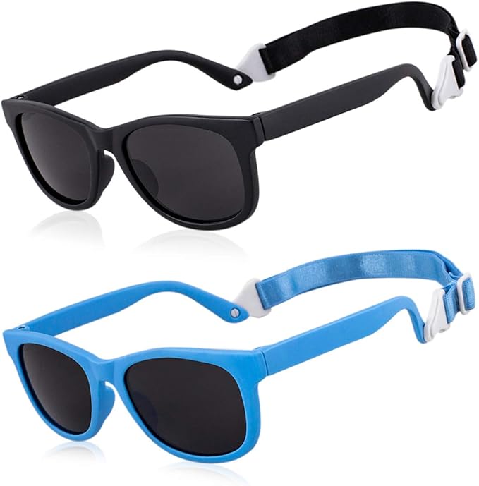 MAXJULI Baby Infant Sunglasses Safe, Soft, With Adjustable Strap 0-24 Months BPA Free 7002
