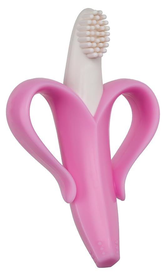 Baby Banana The Original Teether-Toothbrush, Infant to Toddler, Made in USA, Butter-Soft Bristles for Gums and Teeth, Bendable Food Grade Silicone, Family-Owned Buisness Since 2009, 11 Million+ Sold