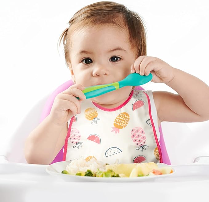 R HORSE 5Pcs Baby Bibs Set Toddler Bibs with Crumb Catcher Pocket & Snap Button Waterproof Baby Feeding Bibs for 6-24 Months