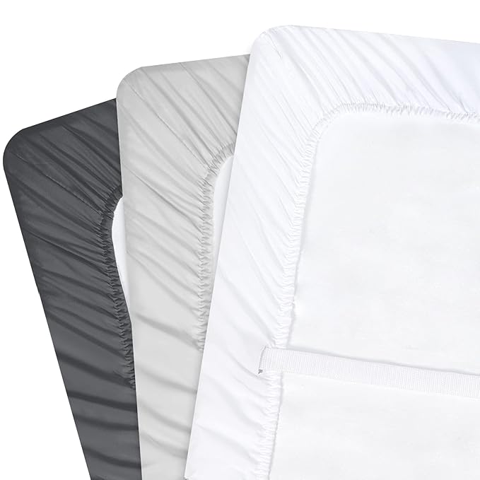 david's Kids 3 Pack Changing Pad Cover Set, Ultra Soft Breathable Cozy Microfiber Diaper Change Table Sheets for Baby Boys Girls Netural, Fit Most Changing Pads, White & Light Grey & Black
