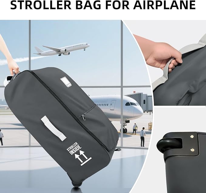 CARAMBOLA Stroller Bag for Airplane,Travel Bag - Compatible with UPPAbaby Vista/V1 V2 V3, Cruz/V1 V2 V3 |Rolling Wheel Bag with Storage Pocket, Waterproof, Rolling Wheels, Multiple Handles | Grey