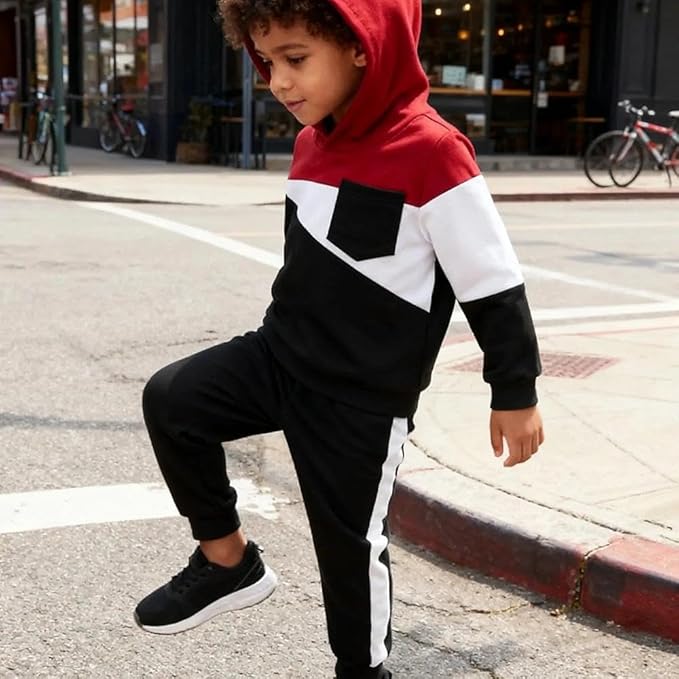 2-6T Toddler Baby Boy Clothes Color Blocking Hoodies + Pants Fall Winter Outfits