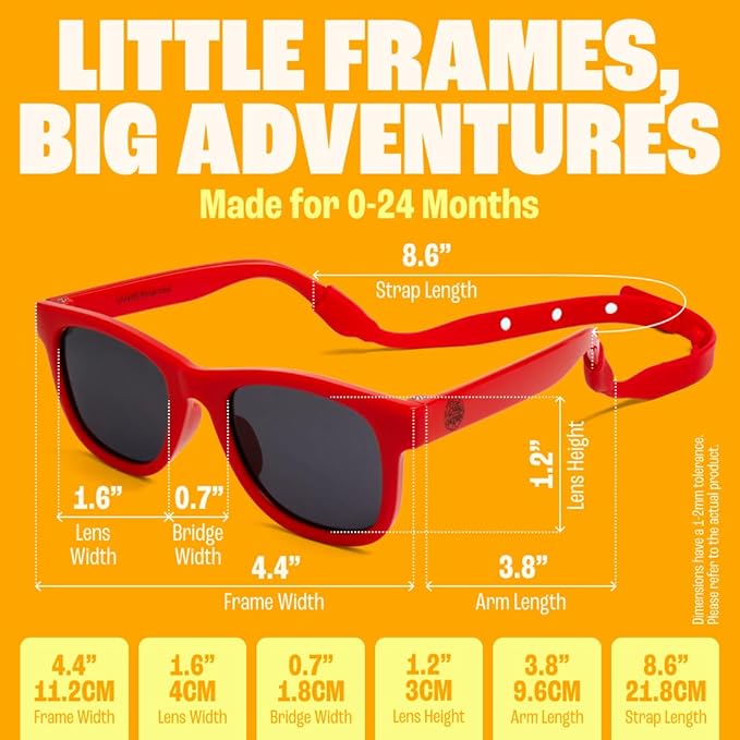 Polarized Baby Sunglasses With Strap - Unbreakable Flexible Infant Sunglasses For Toddlers Newborns 0-24 Months