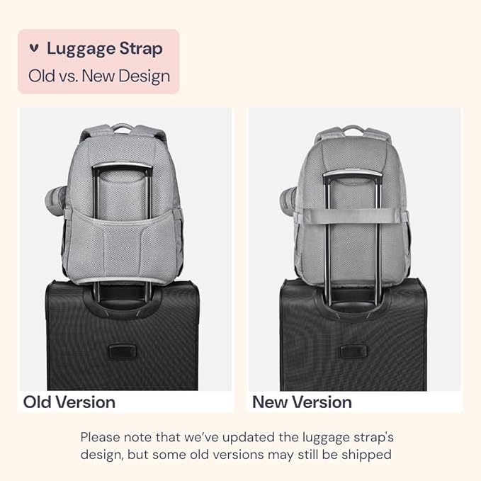 BabbleRoo Diaper Bag Backpack - Travel Large Baby Diaper Bag with Changing pad, Waterproof Baby Bags for Mom & Dad, Unisex Bags with Pacifier Case, Luggage Strap & Stroller Clips– Light Gray