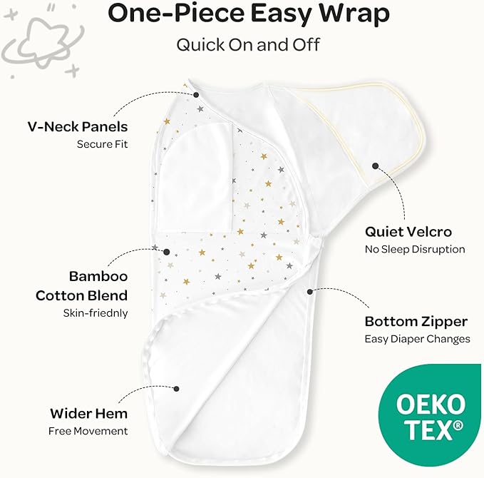 Momcozy Swaddles for Newborns, Quiet Fastener Suitable for Infant 0-3 Months, New-Parent-Friendly Swaddle Sack, Reduce Startle Reflex, Newborn Boys Girls Registry Essentials, 2-Pack, Wonder