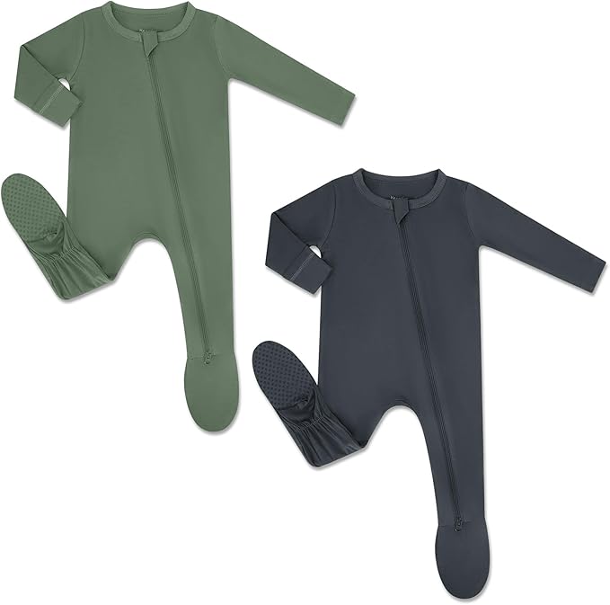 HAPIU Rayon from Bamboo Baby Footed Pajamas, 2 Way Premium Zipper, Footie for Baby Boy Girls, Newborn-24 Months