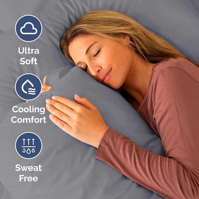 Short Queen RV Size 4 Piece Sheet Set - Comfy Breathable & Cooling Bed Sheets Set - Hotel Luxury Bedding for Women, Men, Kids, Teens, Boys & Girls - Deep Pockets & Ultra-Soft - Oeko-Tex - Steel Blue