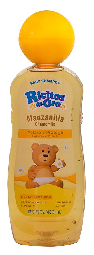 Ricitos de Oro, Baby Shampoo Cleansing and Lightening Baby Shampoo with Chamomile, Paraben Free, Hypoallergenic 4-Pack of 13.5 FL Oz Each, 2 Bottles