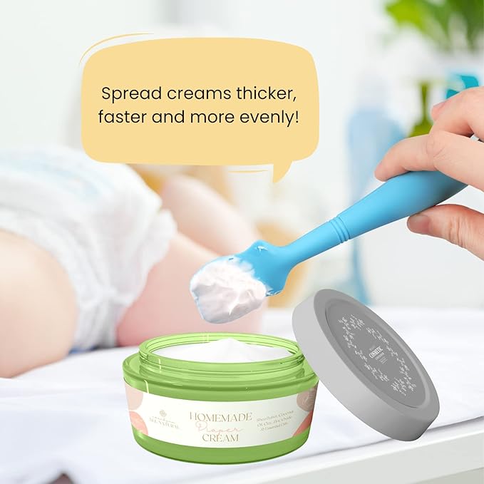 2 Pack Baby Diaper Cream Brush, Diaper Cream Spatula Applicator Silicone Baby Butt Paste Spatula for Babies, Newborn (Gray, Blue)