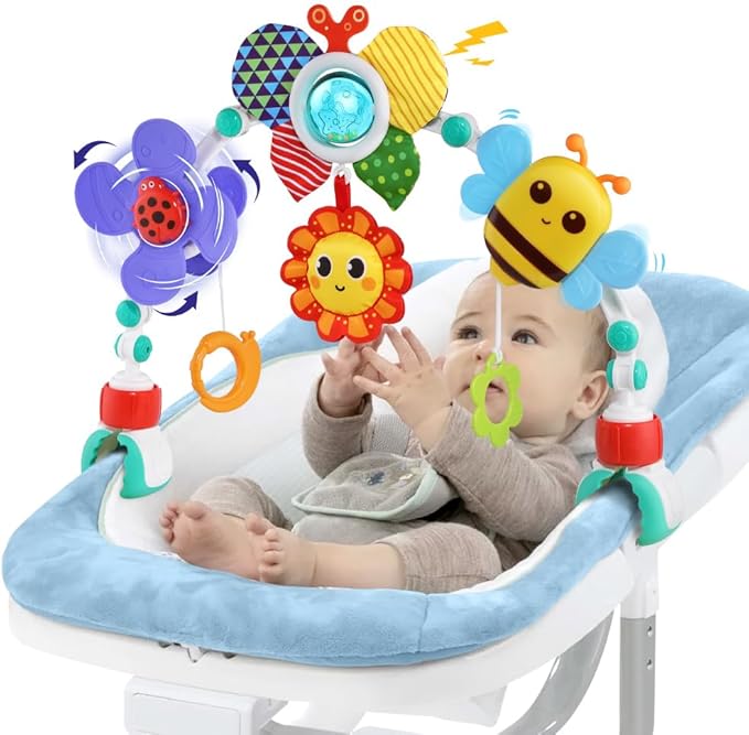 Baby Stroller Arch Toys,Adjustable Crib Mobile for Bassinet with Sensory Play Accessories and Hanging Toys,Baby Travel Car Seat Toys for Toddler Boy Girl 0 3 6 9 12 24 Months