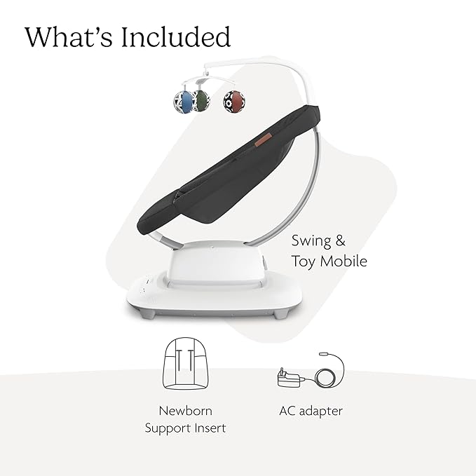 UPPAbaby Mamaroo Smart Swing – Customizable Soothing Modes with MotionSync Technology – Infant Recline + Bluetooth Enabled – Included Newborn Insert – Jake (Charcoal Mélange)