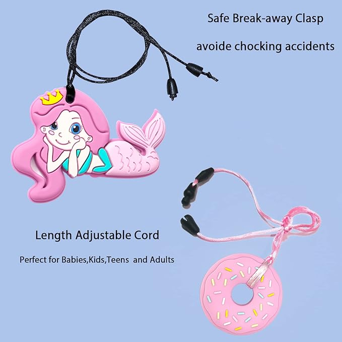 Chew Necklaces for Sensory Kids 5 PCS Chewy Necklaces That Like Biting or Have Autism-Perfectly Textured Chewelry Kid Girl Teether Chewing Toys-Chewy Children Chew Toys for Aggressive Chewers Kids