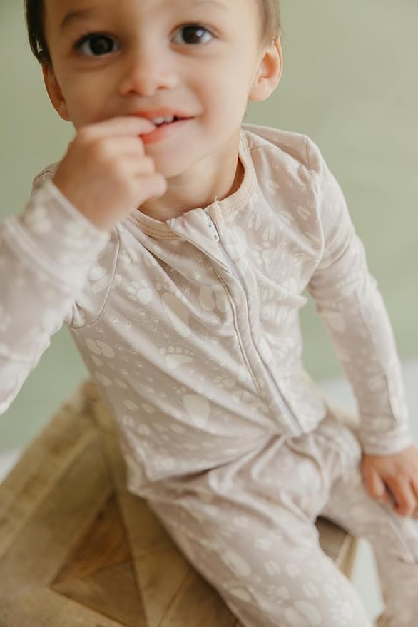 Copper Pearl Zip-Up Footie Baby Pajamas: Ultra-Soft Boys Pajamas and Girls Pajamas, Premium Knit Fabric in Stylish Prints, Tag-Free with Two-Way Zipper, Sized Newborn to 24 Months, Tracker