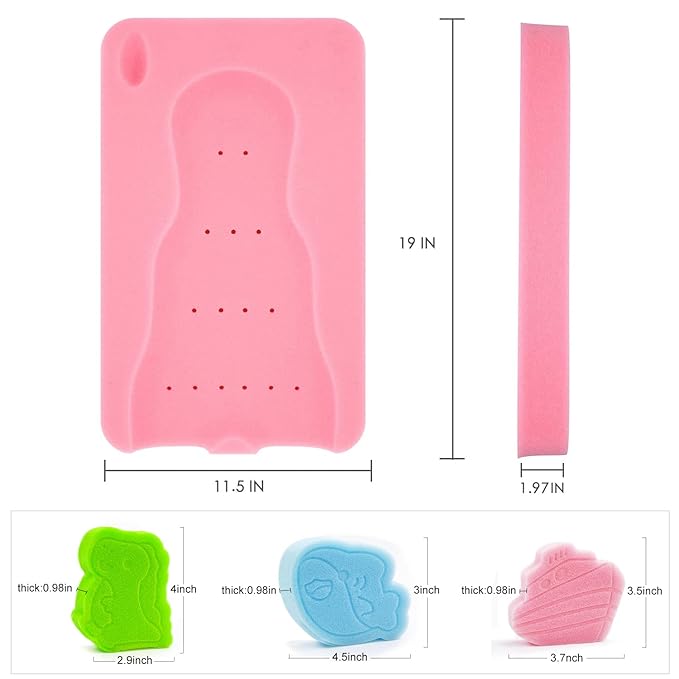Baby Bath Sponge Soft Infant Bath Mat Newborn Cushion Odor Free (Pink)