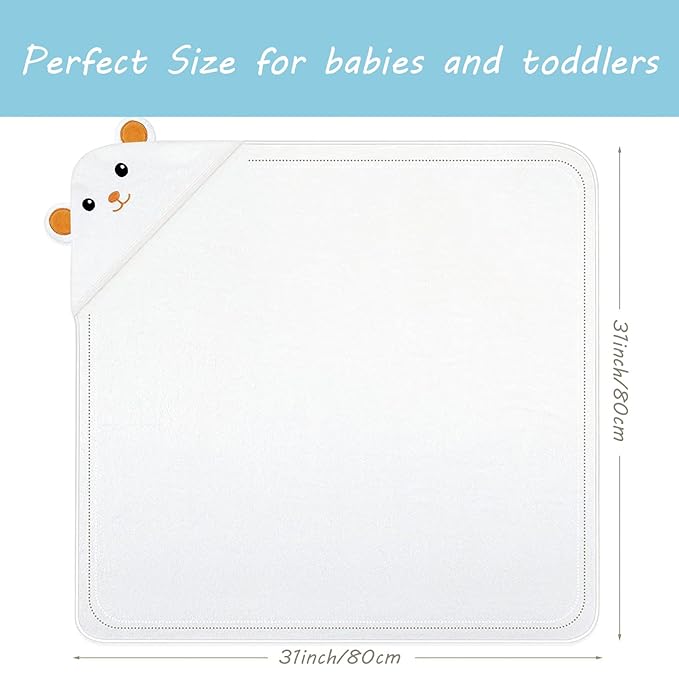 2 Pack Hooded Baby Towels - Premium Ultra Soft Organic Baby Bath Towel – Absorbent and Hypoallergenic Towels for Baby Boy Girl, Toddler, Newborn Essentials (Grey & Orange : Bear)