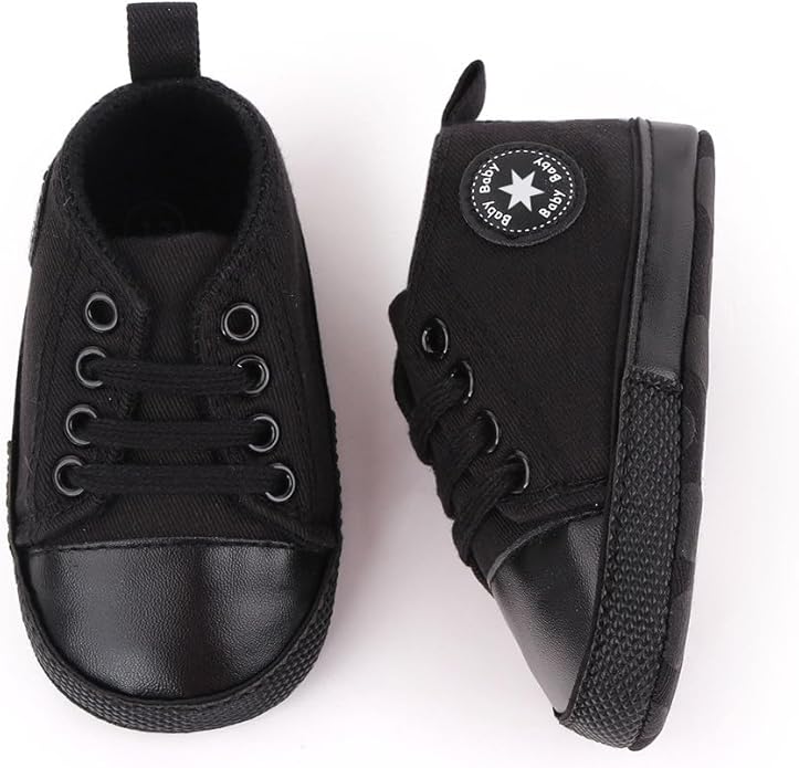 Unisex Baby Girls Boys Canvas High-top Shoes, Newborn Infant Anti-Slip Soft Sole Frist Walking Breathable Sneakers