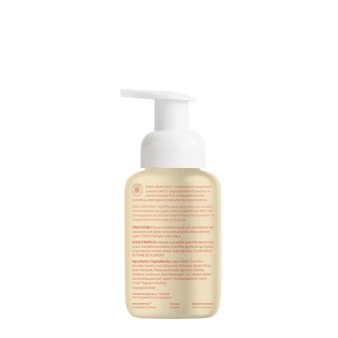 ATTITUDE 2-in-1 Hair and Body Foaming Baby Wash, EWG Verified Shampoo Soap, Dermatologically Tested, Made with Naturally Derived Ingredients, Vegan, Pear Nectar, 10 Fl Oz