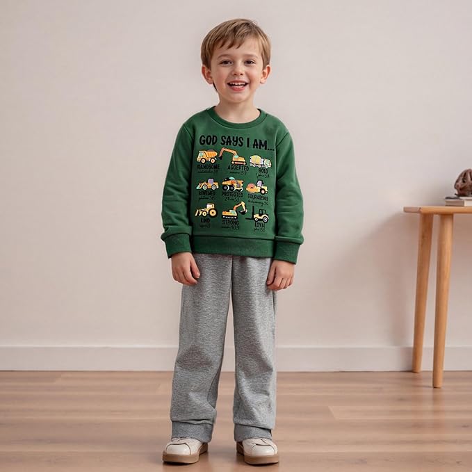 Baby Boy Fall Clothes Set Long Sleeve Truck Tractor Print Sweatshirt Pants Toddler Infant Outfits 6 12 18 24 Months 2T