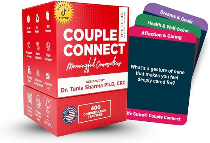 Life Sutra Couple Connect Game - 400 Thoughts Provoking Cards for Young Couples to Strengthen Communication, Build Trust, Enhance Emotional Bond - Ideal for Date Night, Newlyweds & Wedding Gifts