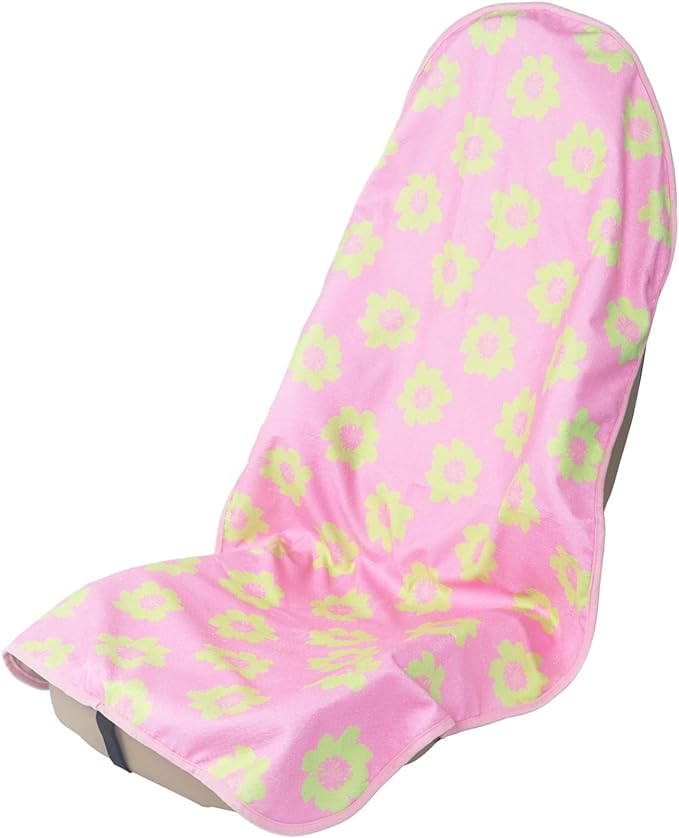 Sweat Towel Car Seat Cover Protector Front Seats for Gym Workout, Running, Swimming, Beach and Hiking, Waterproof Universal Seat Cover for Car, Truck, Van & SUV (Pink Flower, 1pcs Front Seat)