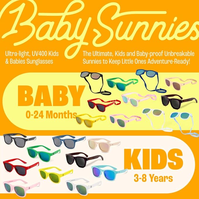 Polarized Baby Sunglasses With Strap - Unbreakable Flexible Infant Sunglasses For Toddlers Newborns 0-24 Months